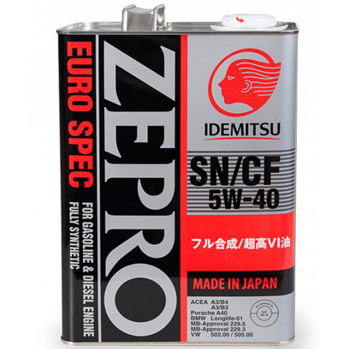 IDEMITSU ZEPRO Euro Spec SN/CF 5W-40 4 л.